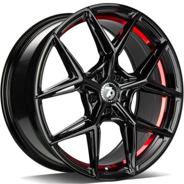 79WHEELS SCF-B GLOSS BLACK RED BARREL 5X108 8X18 ET35 66.6