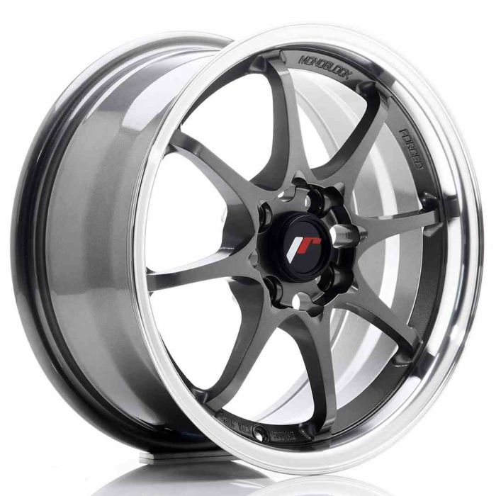 JR Wheels JR5 15x7 ET35 4x100 Gun Metal w/Machined Lip main product photo