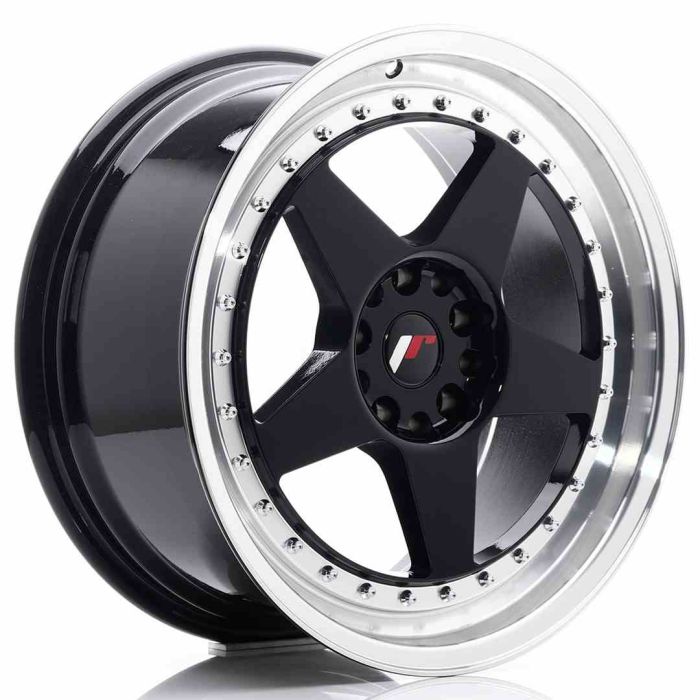 JR Wheels JR6 18x8,5 ET22 5x114,3/120 Glossy Black w/Machined Lip main product photo