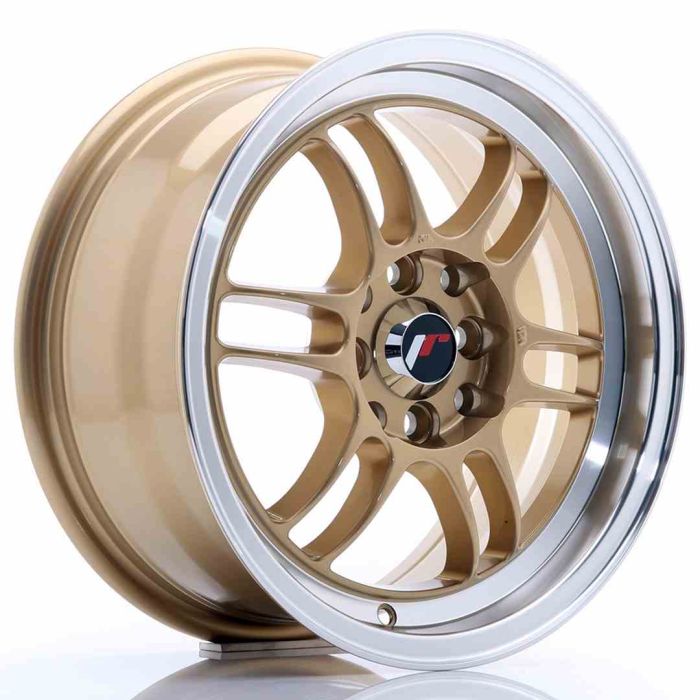 JR Wheels JR7 15x7 ET38 4x100/114 Gold w/Machined Lip main product photo